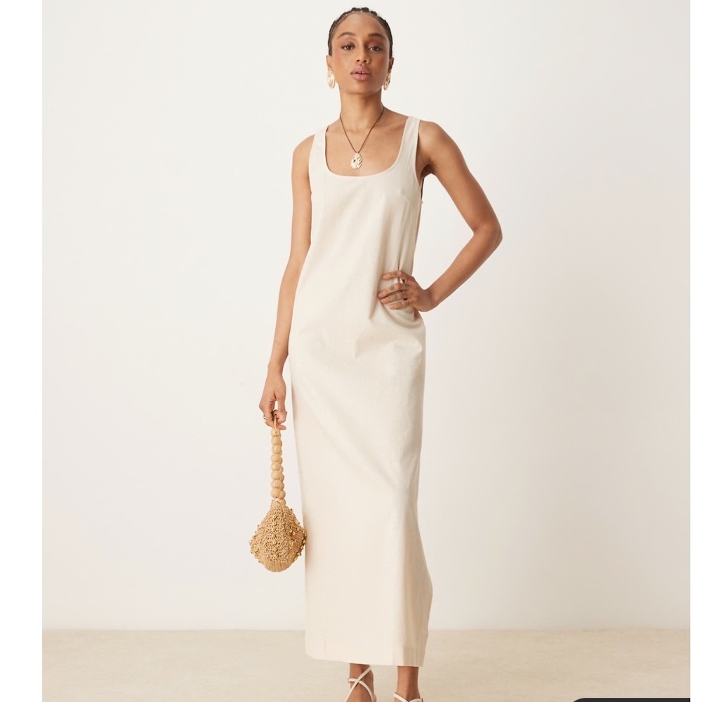 Asos Cream Maxi Dress Sleeveless Scoop Neck 2